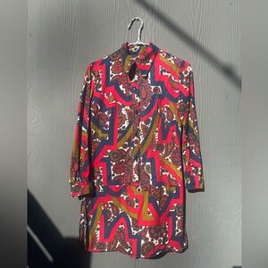 Vintage 60s Psychedelic Abstract Mini Skort Dress Size SM